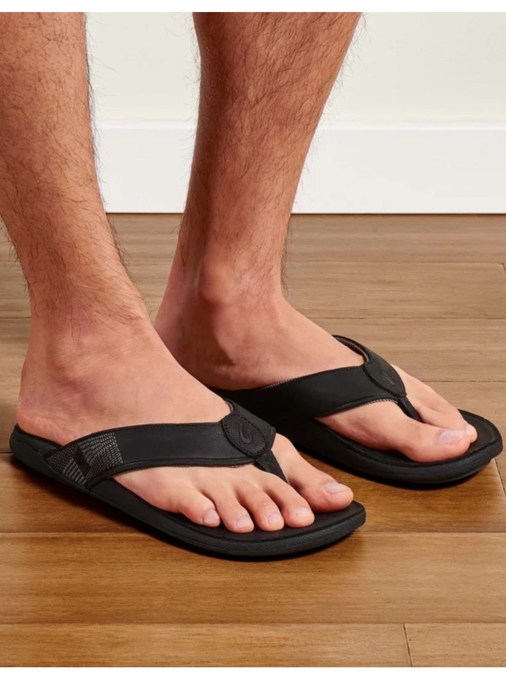 OluKai Tuahine Men’s Waterproof Leather Sandals black men’s flip flops Size 13